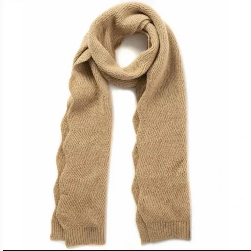 INC International Concepts Camel Chevron Knit Muffler Scarf Women's One Size NWT
